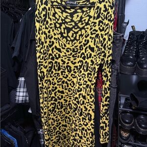 Sourpuss Yellow Leopard Print Long Sleeve Dress